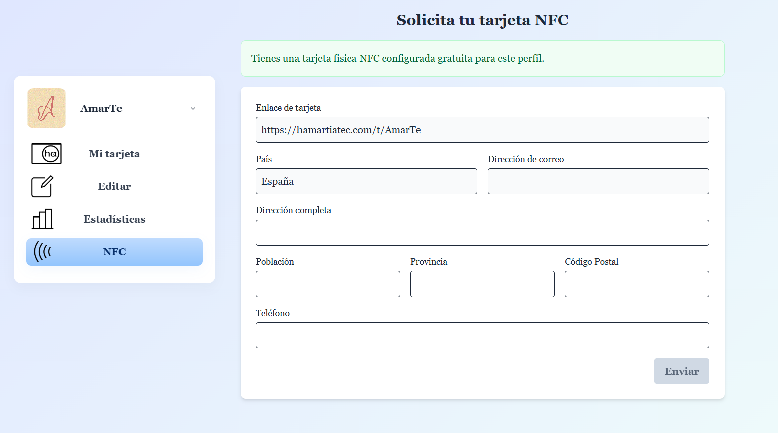 Solicita tu tarjeta NFC