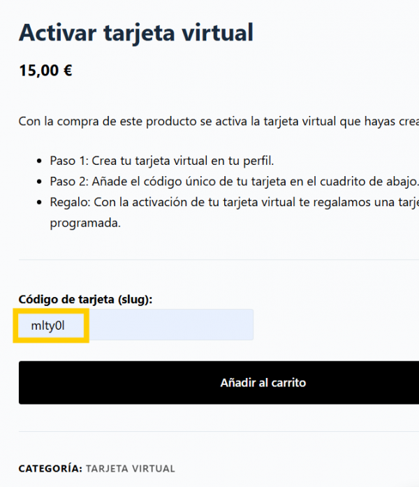 Activar tarjeta virtual